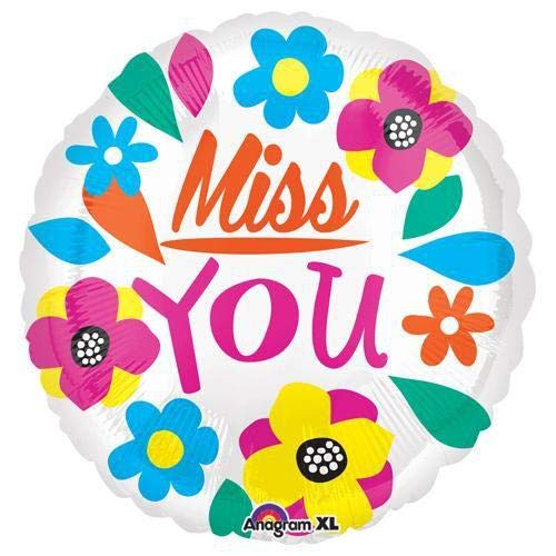 Neon Flowers Miss You Foil Balloon