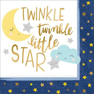 Blue Twinkle Little Star With Moon Lunch Napkins - Party Affair