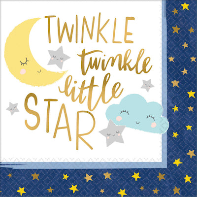 Blue Twinkle Twinkle Little Star With Moon Lunch Napkins