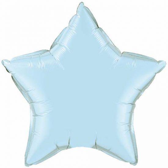 Light blue star-shaped foil balloon from Qualatex, large 92cm decorative balloon for celebrations and parties.
