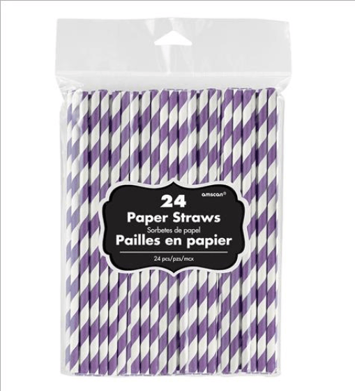 Purple Stripe Paper Straws - Party Affair