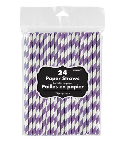 Purple Stripe Paper Straws