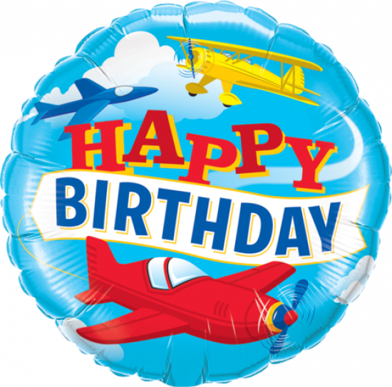 Happy Birthday Airplanes Foil Balloon 