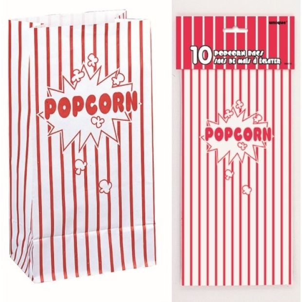 Red Striped Popcorn Bags