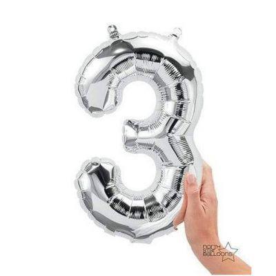 Air Filled Junior 3 Silver DIY Foil Balloon - Party Affair
