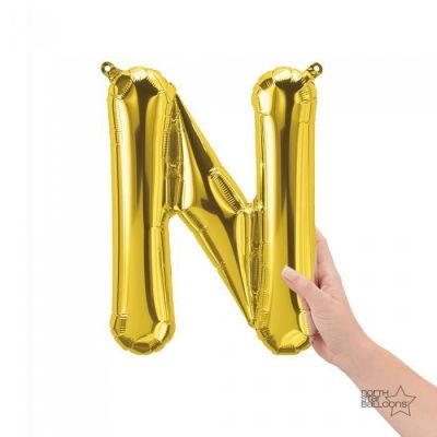 Gold Junior Letter N DIY Air Filled  Foil Balloon