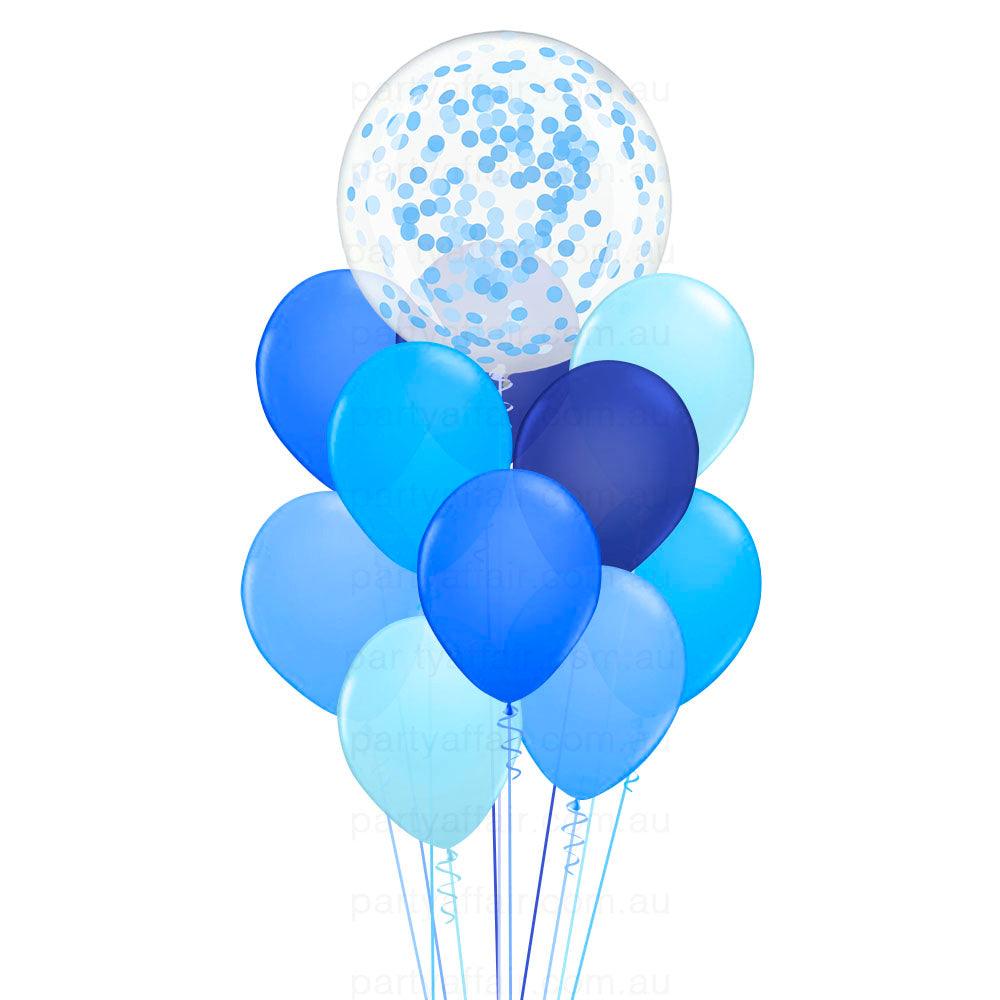 Lots of Blue Confetti Mini Jumbo Balloon Bouquet - Party Affair