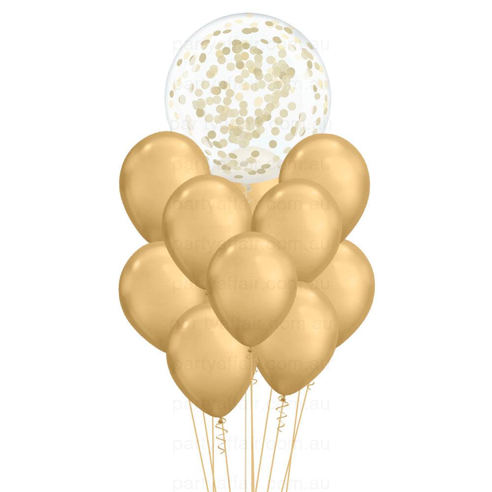 Lots of Gold Confetti Mini Jumbo Balloon Bouquet - Party Affair