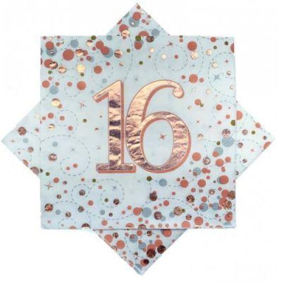 Sparkling Rose Gold 16th Birthday Lunch Serviettes - Party Affair
