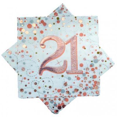 Sparkling Rose Gold 21st Birthday Lunch Serviettes - Party Affair