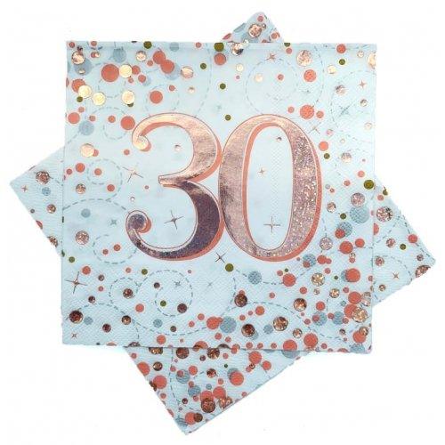Sparkling Rose Gold 30th Birthday Lunch Serviettes - Party Affair