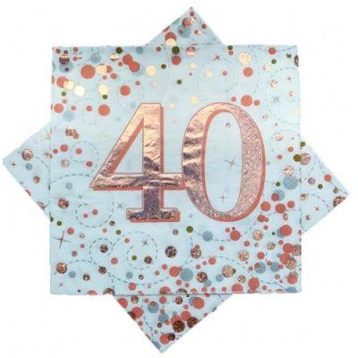 Sparkling Rose Gold 40th Birthday Lunch Serviettes - Party Affair