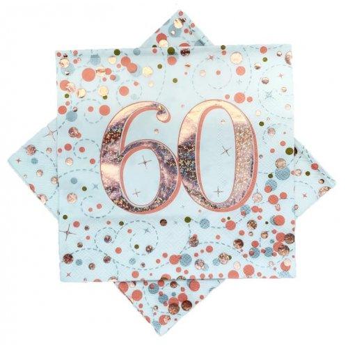Sparkling Rose Gold 60th Birthday Lunch Serviettes - Party Affair