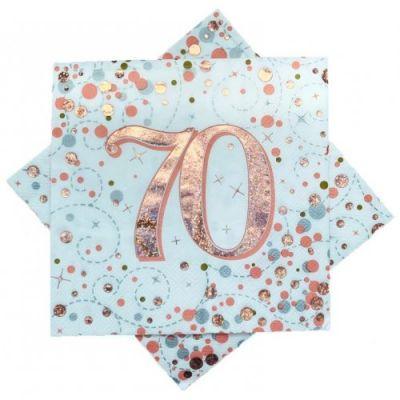 Sparkling Rose Gold 70th Birthday Lunch Serviettes - Party Affair