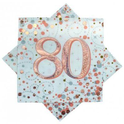 Sparkling Rose Gold 80th Birthday Lunch Serviettes - Party Affair