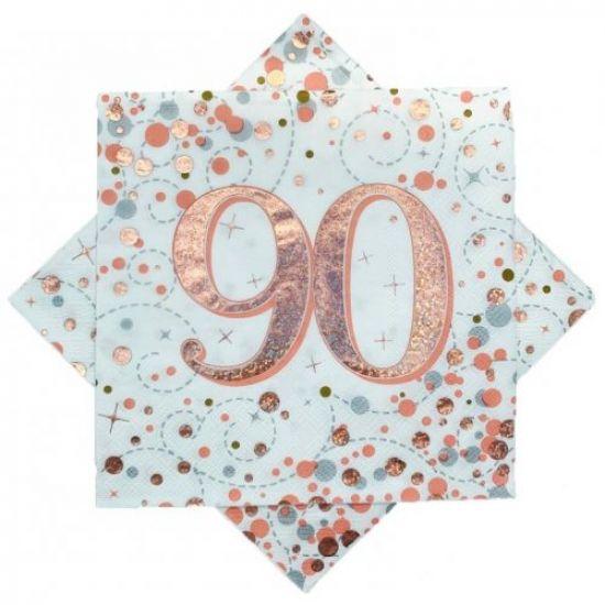Sparkling Rose Gold 90th Birthday Lunch Serviettes - Party Affair