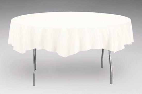 White Round Plastic Table Cover - Party Affair