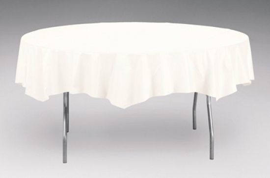 White Round Plastic Table Cover