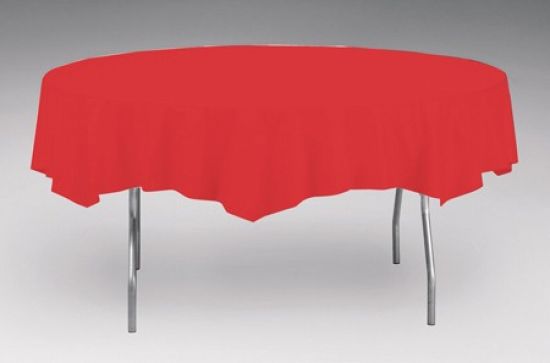 Red Round Plastic Table Cover