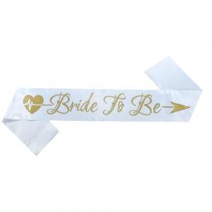 White Poly Satin Bride To Be Sash - Party Affair