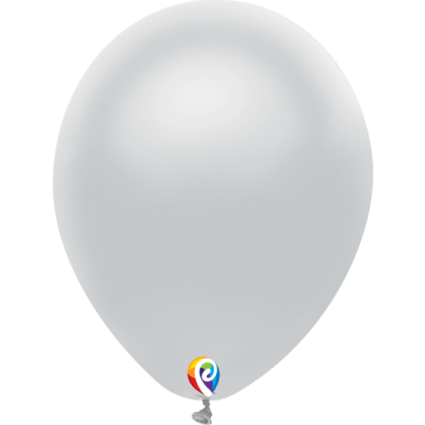 Metallic Silver Latex Balloons - Pack 25 Flat - Party Affair