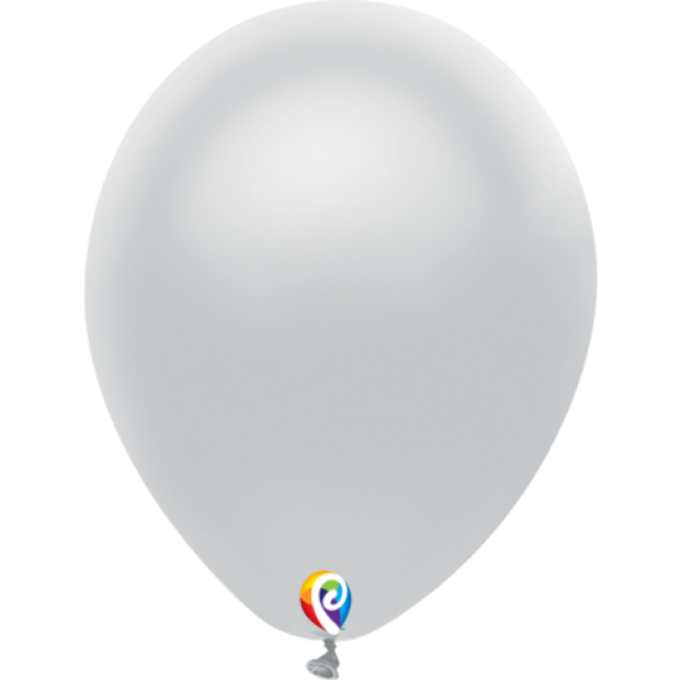 Metallic Silver Latex Balloons - 25