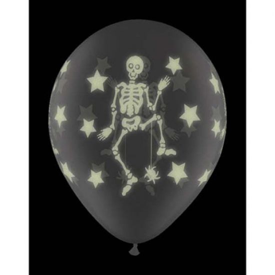 Glow Skeleton Print Latex Balloon