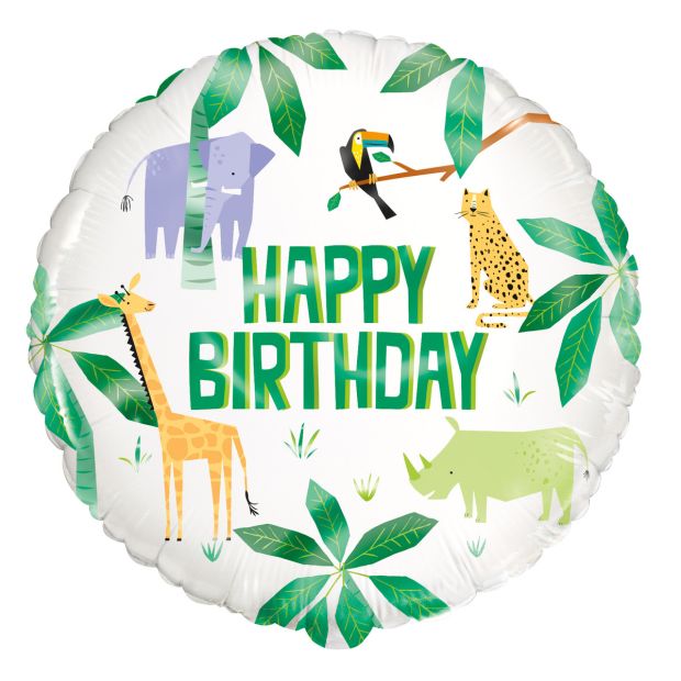 Animal Safari Happy Birthday Foil Balloon