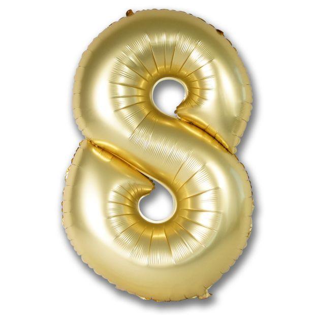 Number 8 Chrome Gold 102cm Foil Balloon - Party Affair