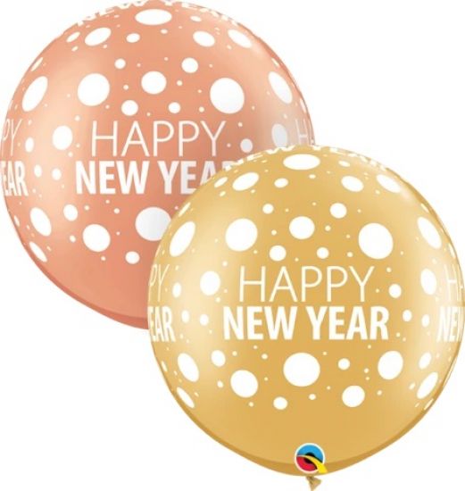 Jumbo Round Metallic Happy New Year Latex Balloon