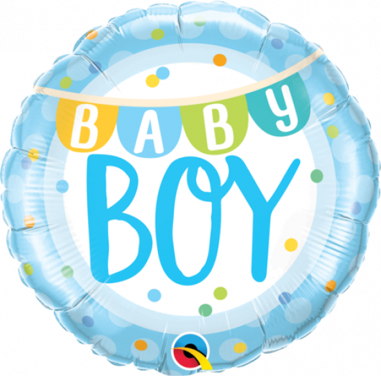 Baby Boy Banner & Dots Foil Balloon 