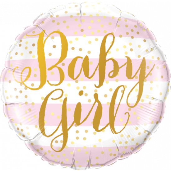 Baby Girl Pink Stripes Foil Balloon