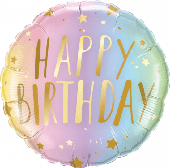Birthday Pastel Ombre & Stars Foil Balloon - Party Affair