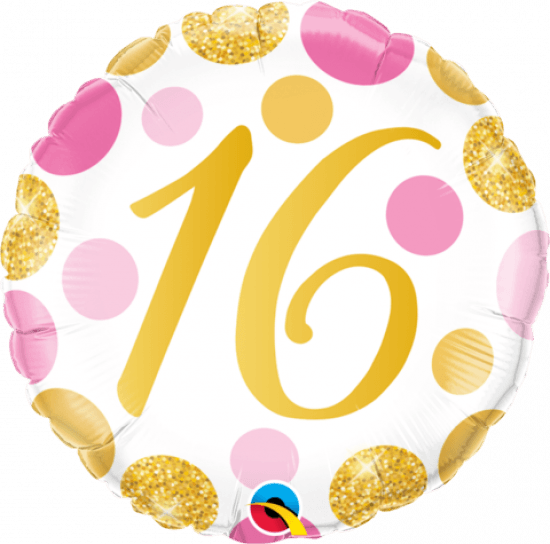 16 Pink & Gold Dots Foil Balloon - Party Affair