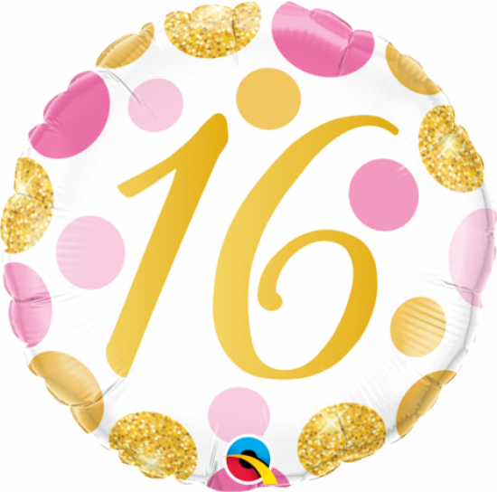 16 Pink & Gold Dots Foil Balloon