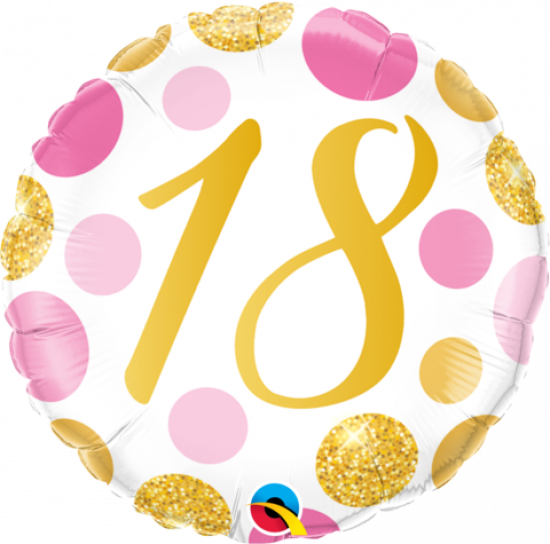 18 Pink & Gold Dots Foil Balloon
