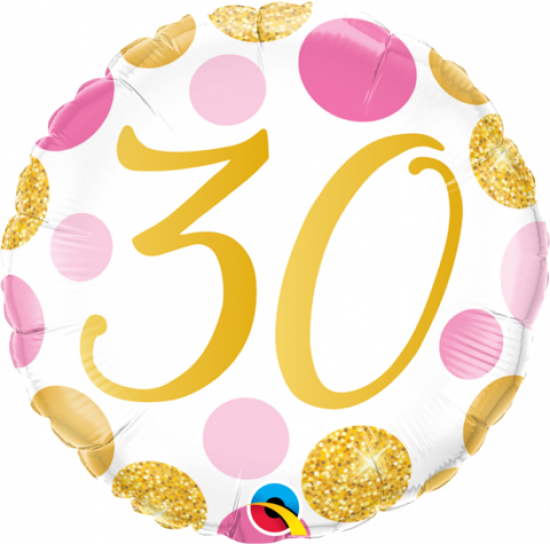 30 Pink & Gold Dots Foil Balloon