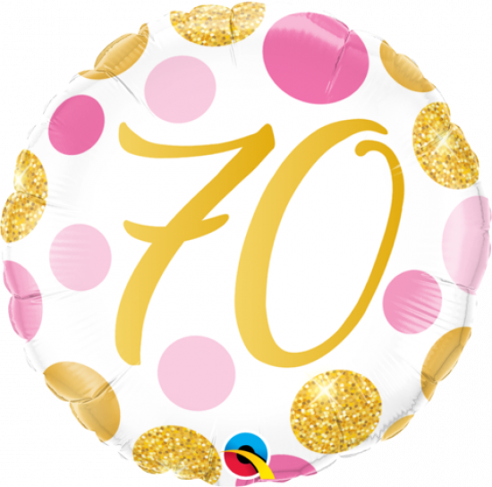 70 Pink & Gold Dots Foil Balloon