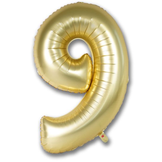 Number 9 Chrome Gold 102cm Foil Balloon