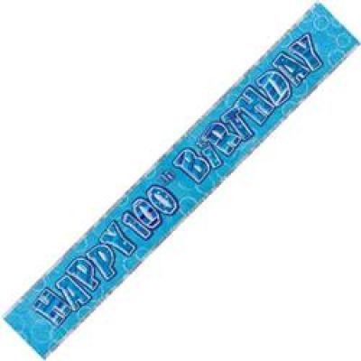 Blue Glitz Happy 100th Birthday Foil Banner