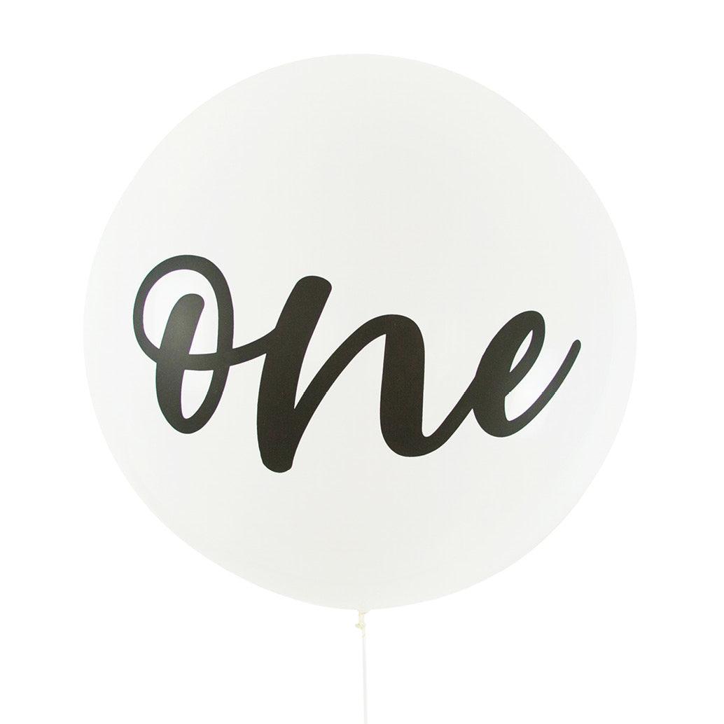 White With Black One Print Jumbo Latex Helium Balloon - Party Affair