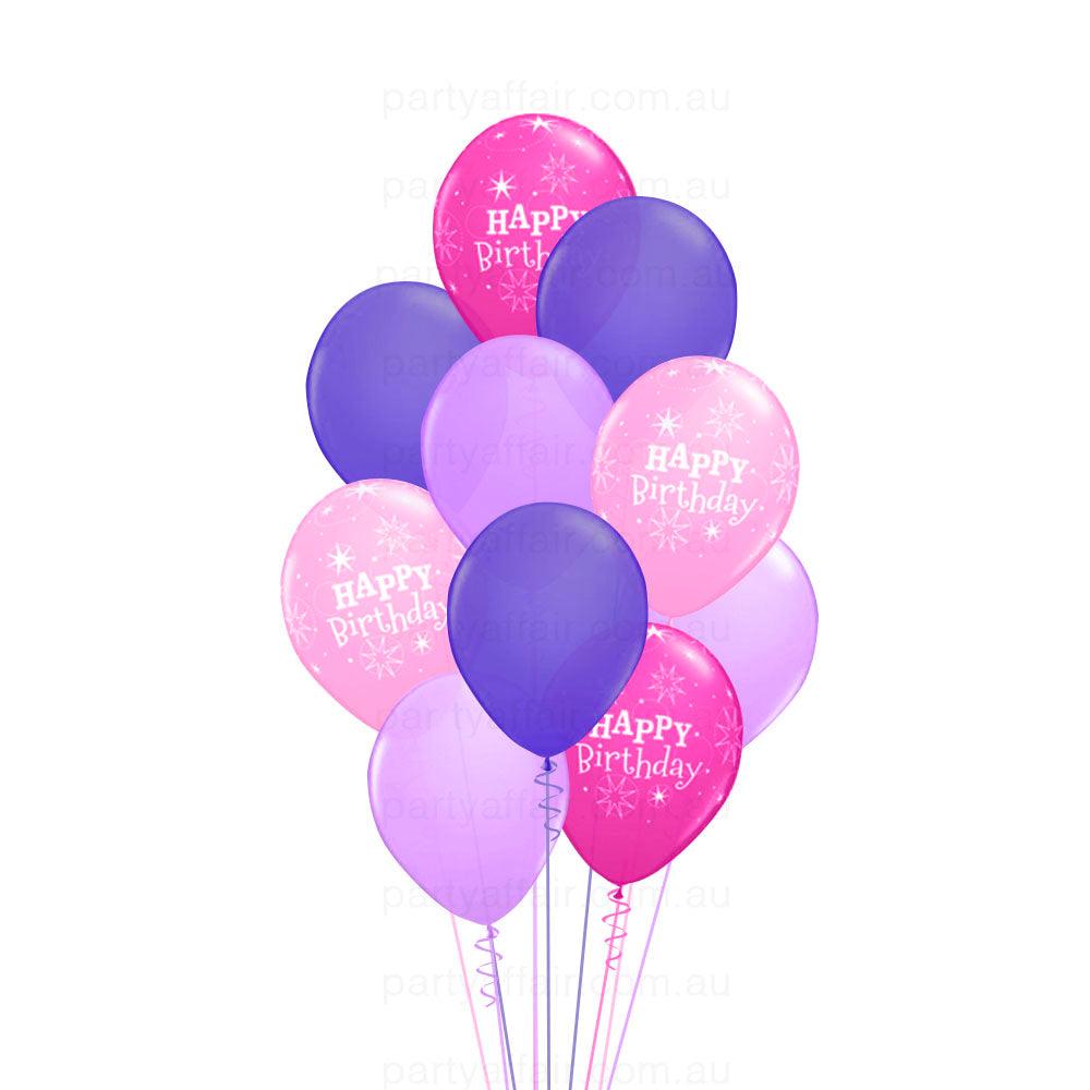 Birthday Sparkle Pink 10 Balloon Bouquet - Party Affair