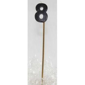 Black Glitter Number 8 Eight Candle - Party Affair