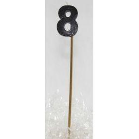 Black Glitter Number 8 Eight Candle Azrah
