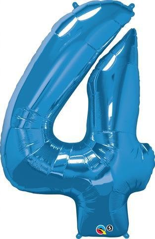 Blue Number 4 Four 86cm Foil Balloon Qualatex