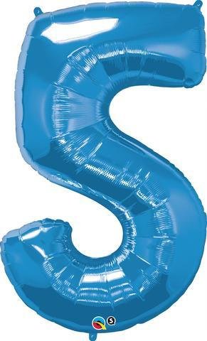 Blue Number 5 Five 86cm Foil Balloon 