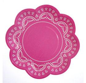 Candy Pink Doily Print Plates 
