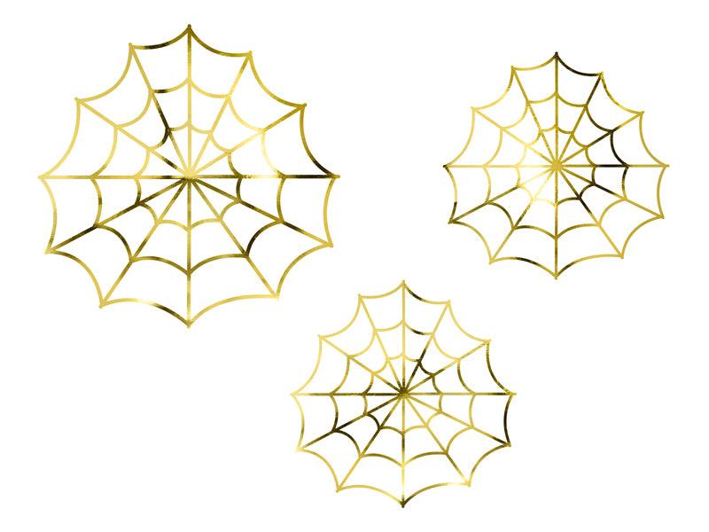 Gold Paper Decorative Spider Webs - Party Affair