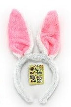 Plush White & Pink Bunny Ears On Head Band