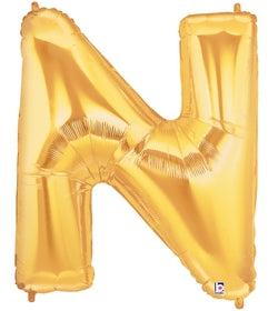 Letter N 100cm Gold Foil Balloon